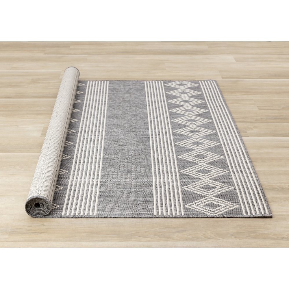 Jewel Grey White Southwest Indoor/Outdoor Area Rug, 5'3" x 7'7". Picture 8