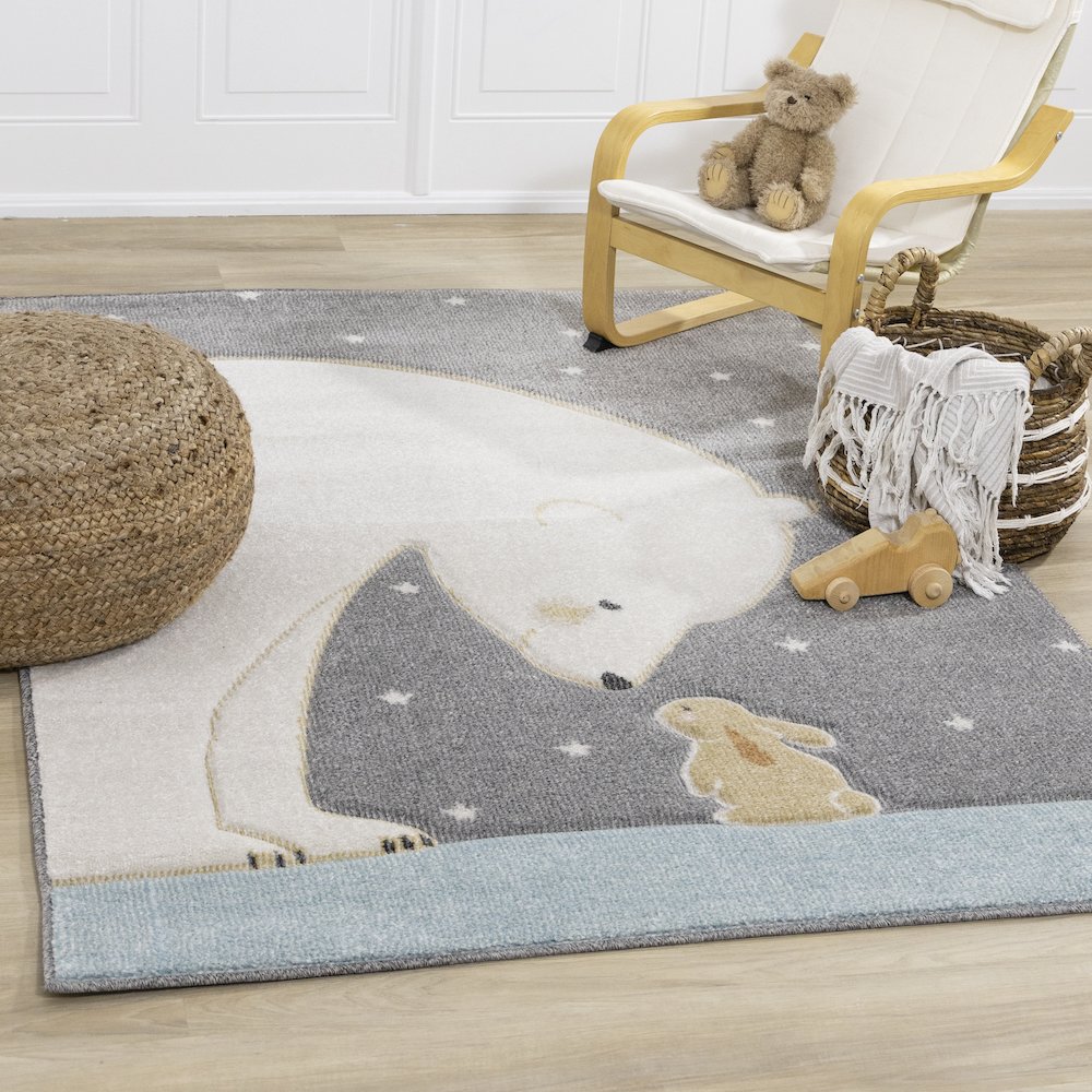 Kids Soft Textured Polar Bear Bunny Rug, 3'11" x 5'7". Picture 2