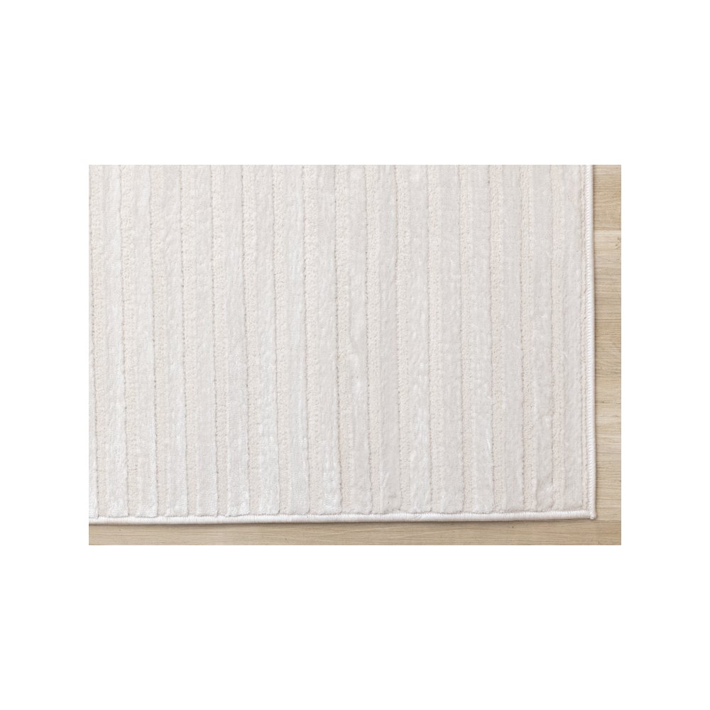 Logan Modern Curved Lines Soft Cream Textured Area Rug, 5'3" x 7'7". Picture 6