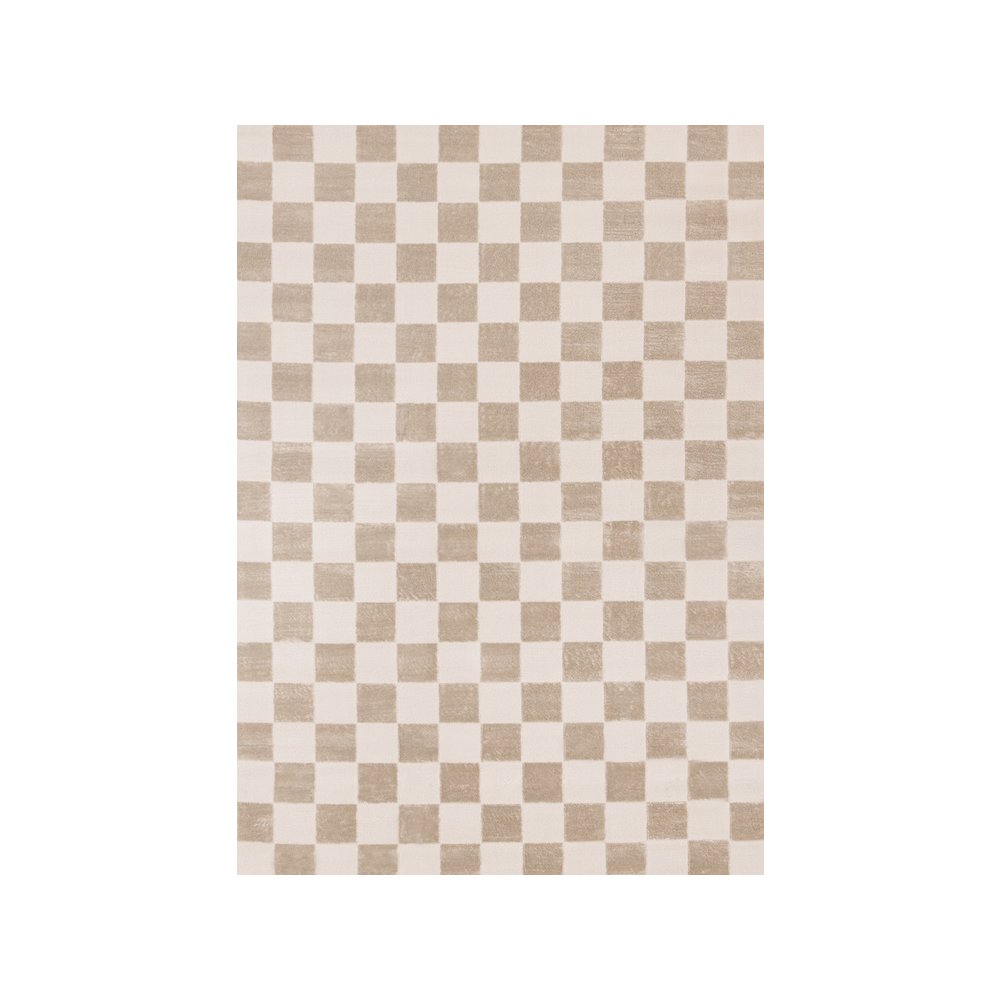 Logan Soft Beige Cream Checkered Rug, 5'3" X 7'7". Picture 1