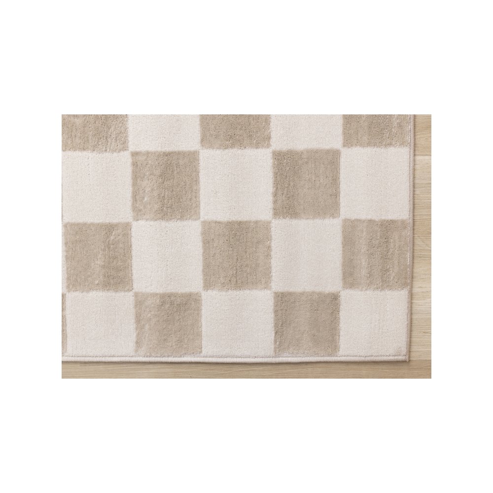 Logan Soft Beige Cream Checkered Rug, 5'3" X 7'7". Picture 6