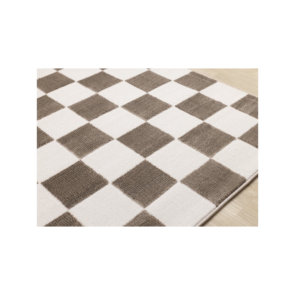 Logan Soft Brown Cream Checkered Rug. Picture 4