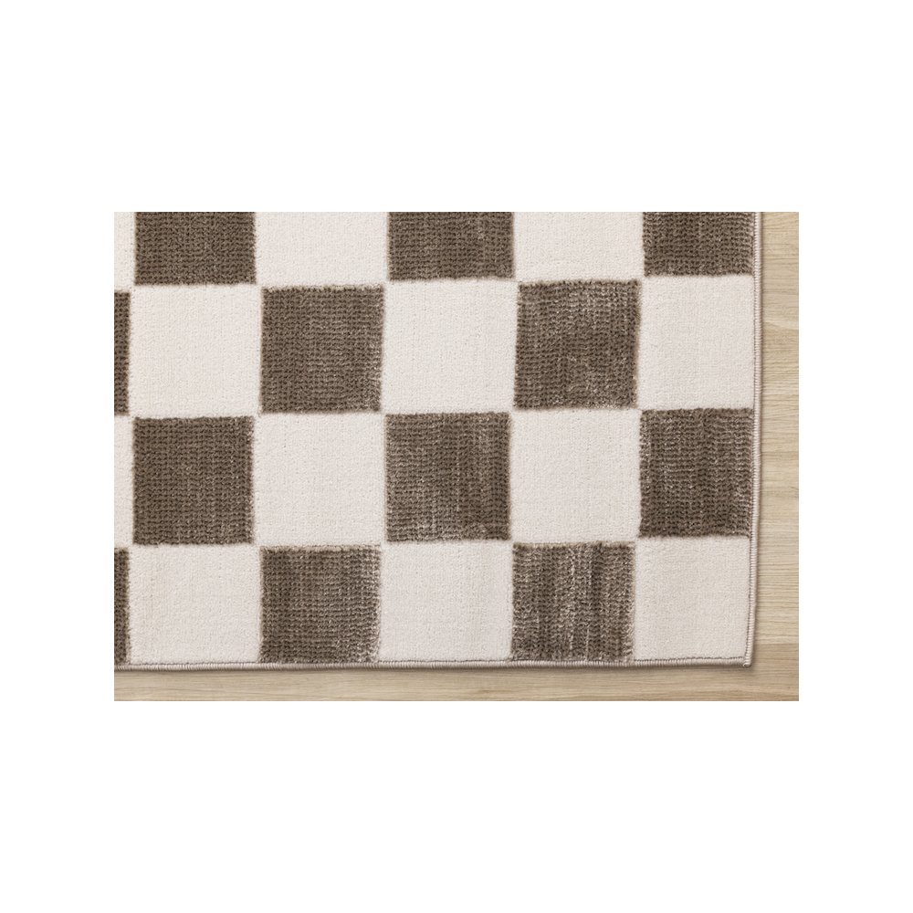 Logan Soft Brown Cream Checkered Rug. Picture 6