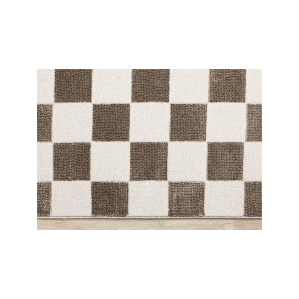 Logan Soft Brown Cream Checkered Rug. Picture 9