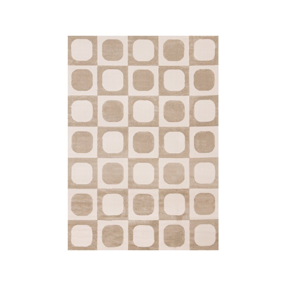 Logan Beige Cream Soft Mid-Century Modern Rug, 5'3" X 7'7". Picture 1