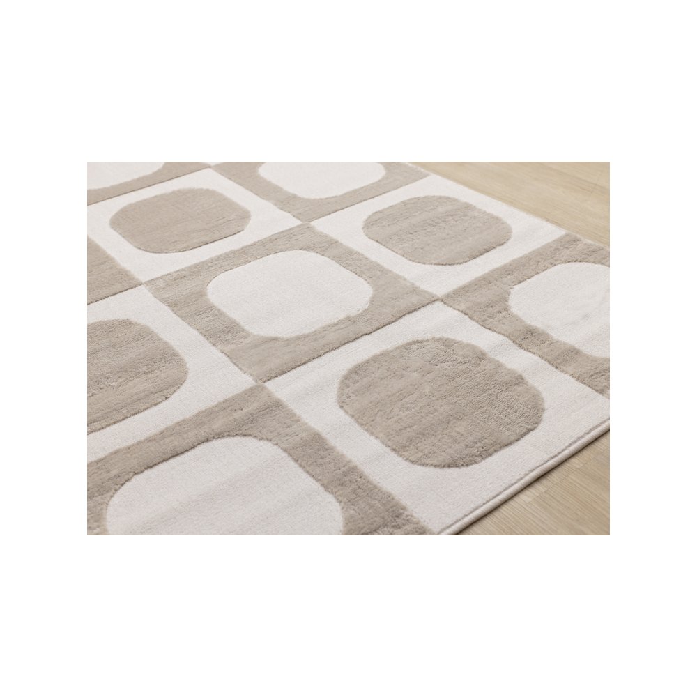 Logan Beige Cream Soft Mid-Century Modern Rug, 5'3" X 7'7". Picture 4
