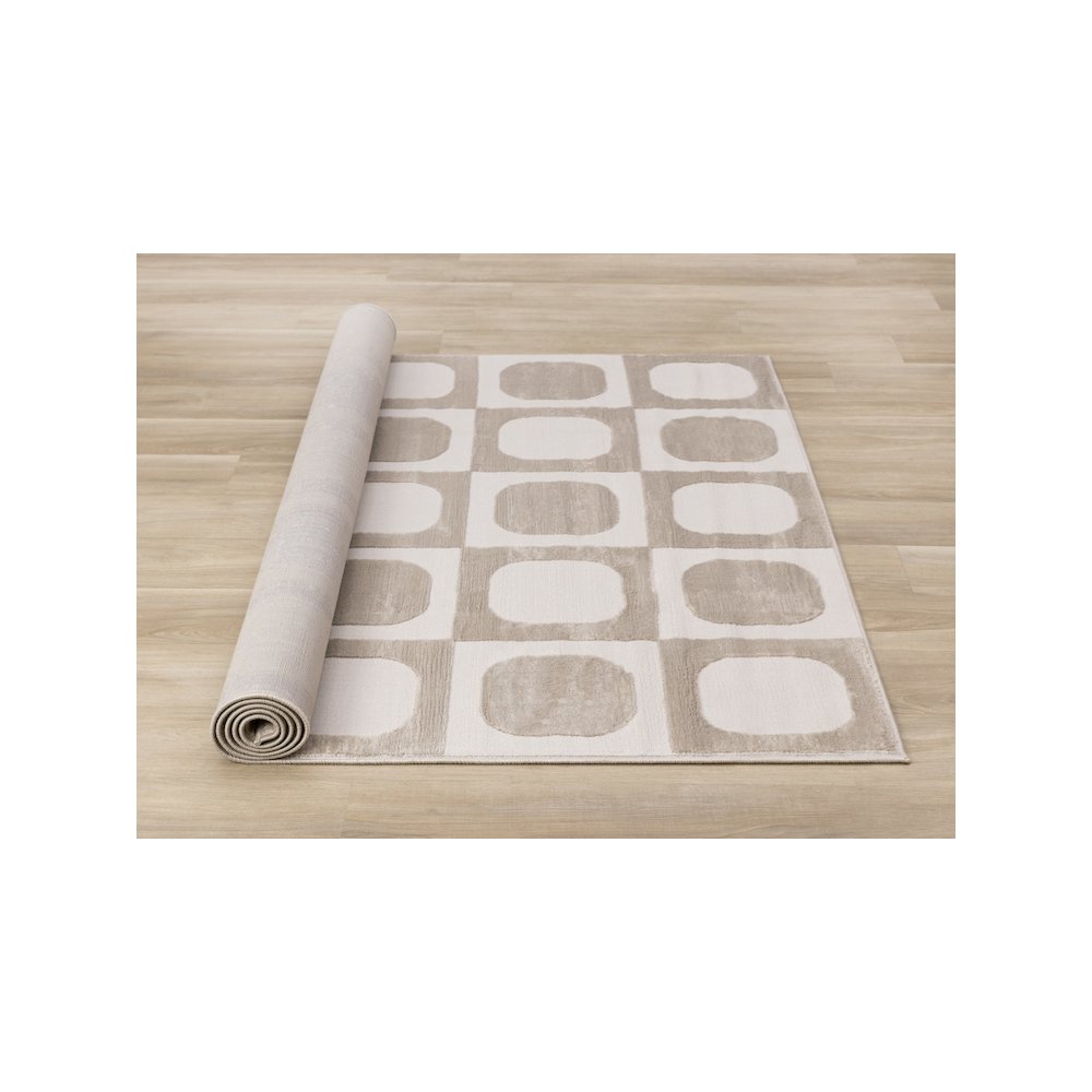 Logan Beige Cream Soft Mid-Century Modern Rug, 5'3" X 7'7". Picture 8