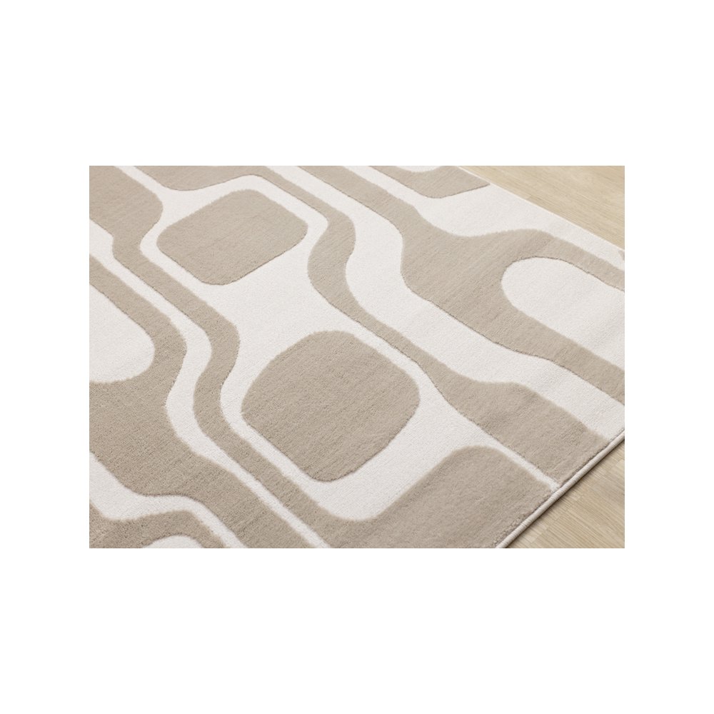 Logan Beige Cream Soft Abstract Modern Area Rug. Picture 4