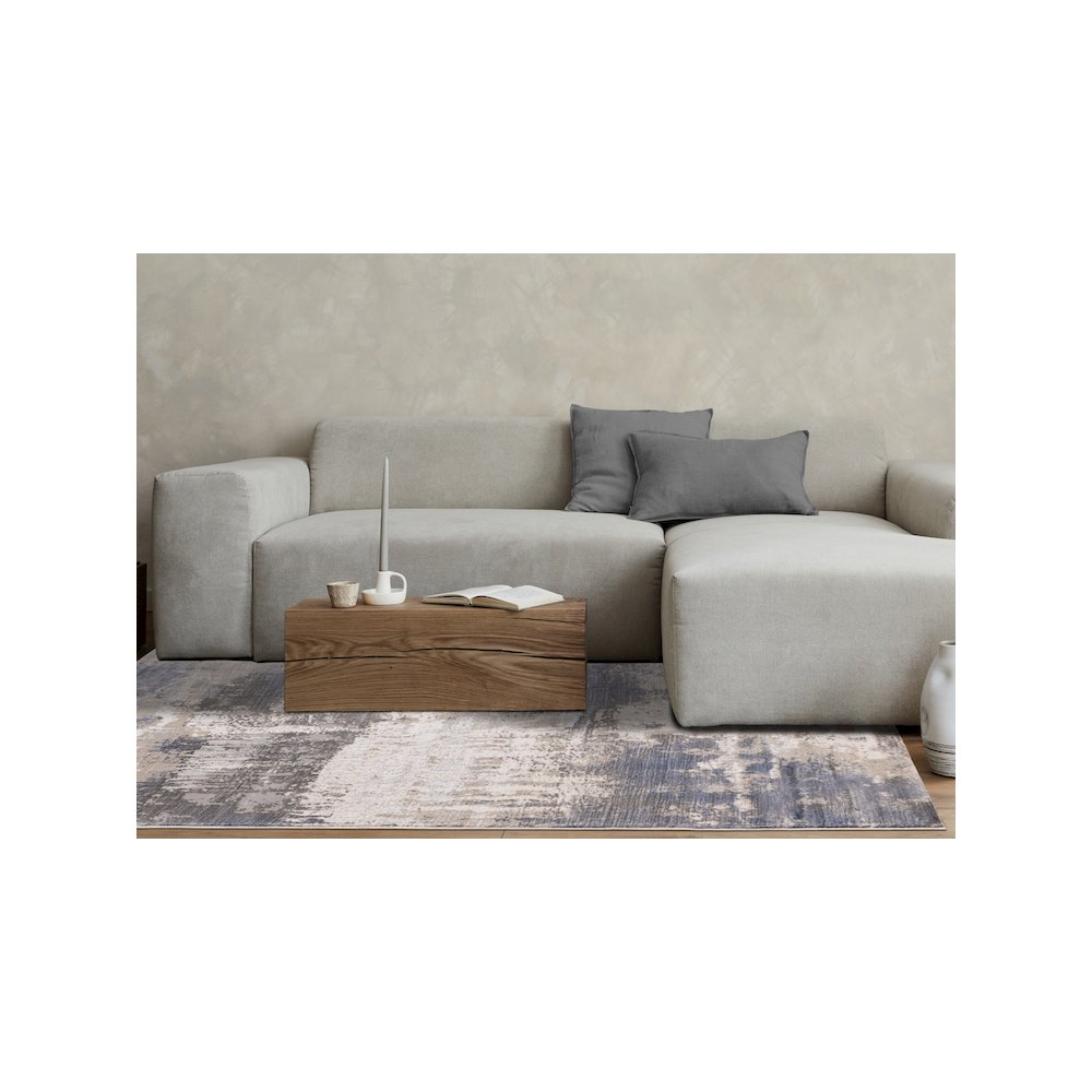 Logan Blue Beige Grey Soft Abstract Rug, 5'3" x 7'7". Picture 3