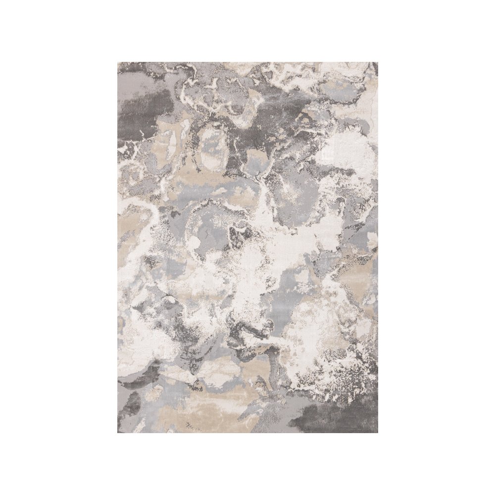 Layla Modern Swirl Beige Grey Cream Rug, 5'3" x 7'7". Picture 1