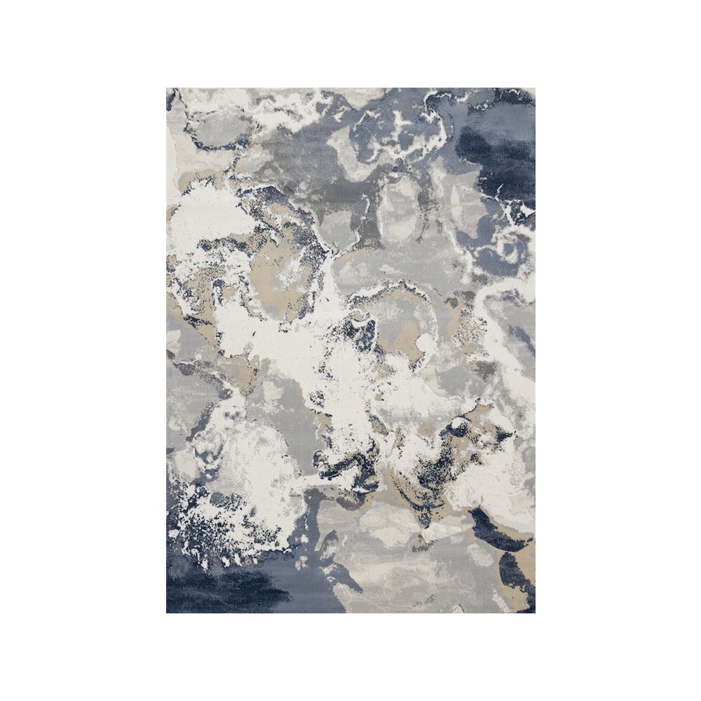 Layla Modern Swirl Grey Blue Cream Rug, 5'3" X 7'7". Picture 1