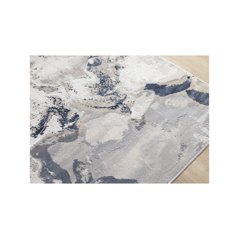 Layla Modern Swirl Grey Blue Cream Rug, 5'3" X 7'7". Picture 4
