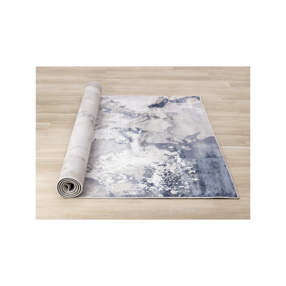 Layla Modern Swirl Grey Blue Cream Rug, 5'3" X 7'7". Picture 8