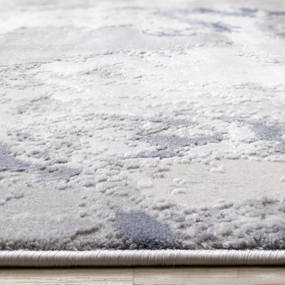 Layla Modern Swirl Grey Blue Cream Rug, 5'3" X 7'7". Picture 5
