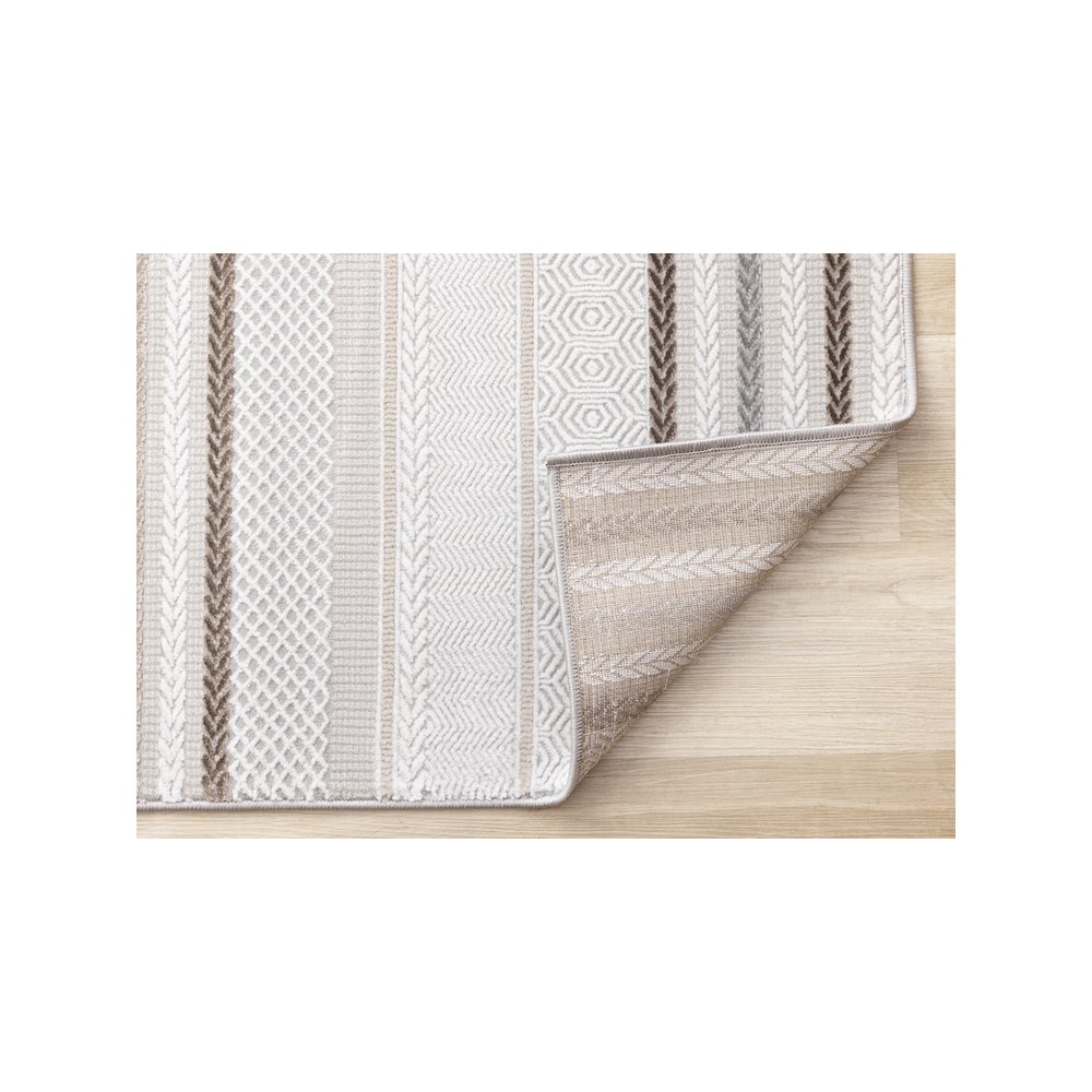 Layla Modern Grey Brown Soft Striped Rug, 5'3" x 7'7". Picture 7