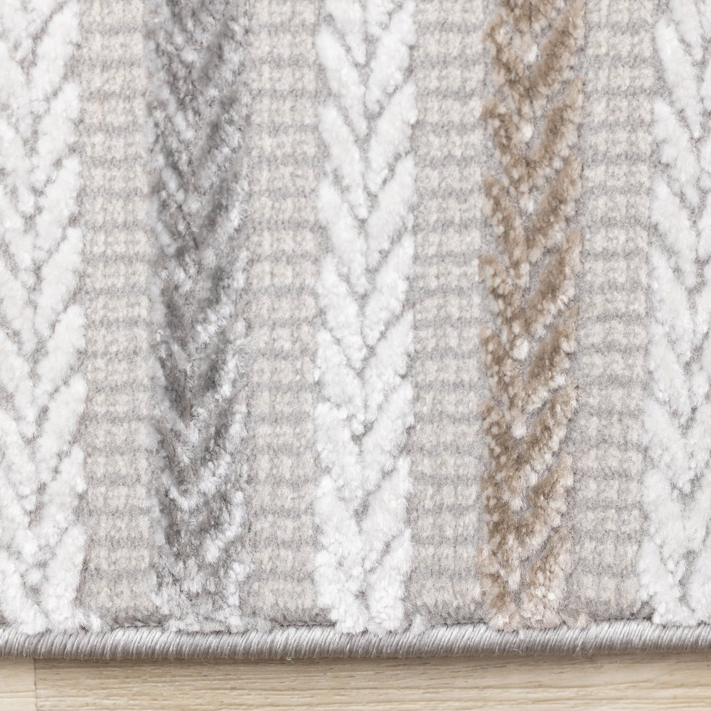 Layla Modern Grey Brown Soft Striped Rug, 5'3" x 7'7". Picture 10