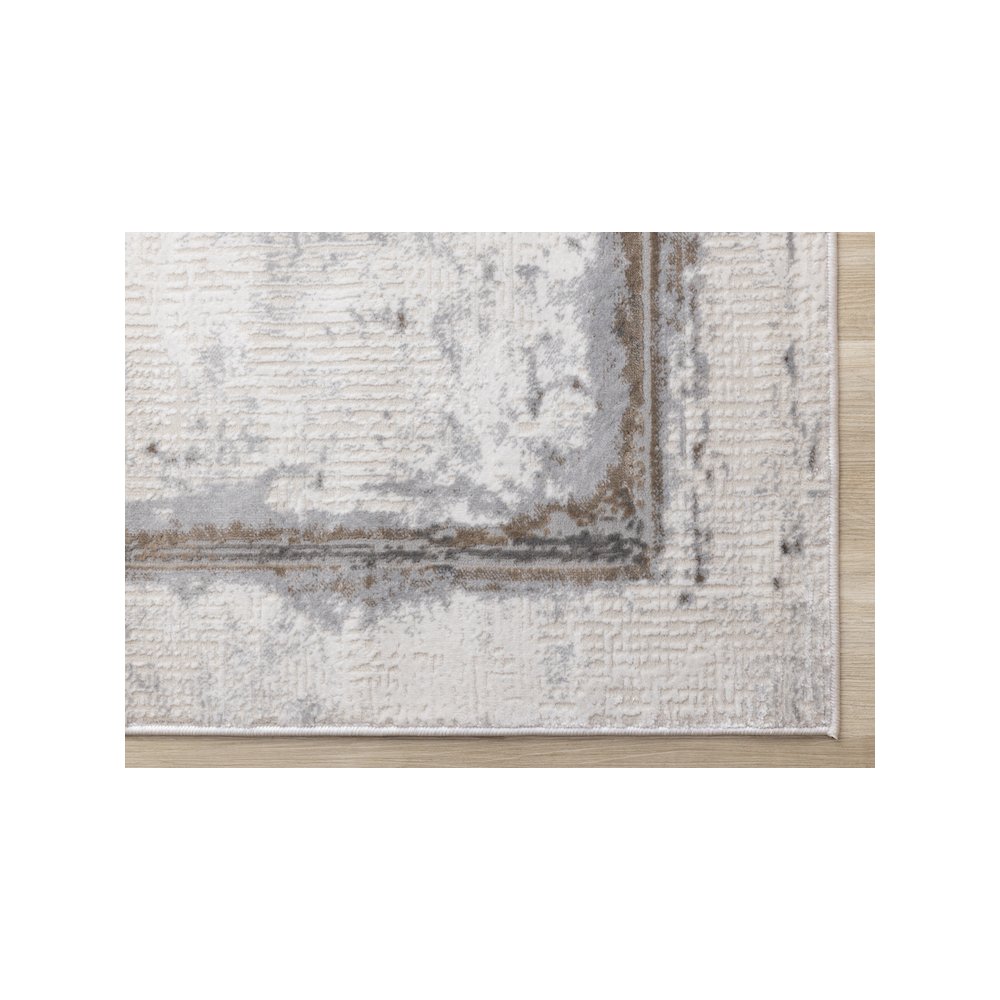 Layla Grey Black Distressed Border Rug, 5'3" x 7'7". Picture 6