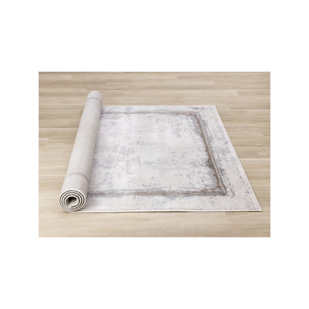 Layla Grey Black Distressed Border Rug, 5'3" x 7'7". Picture 8