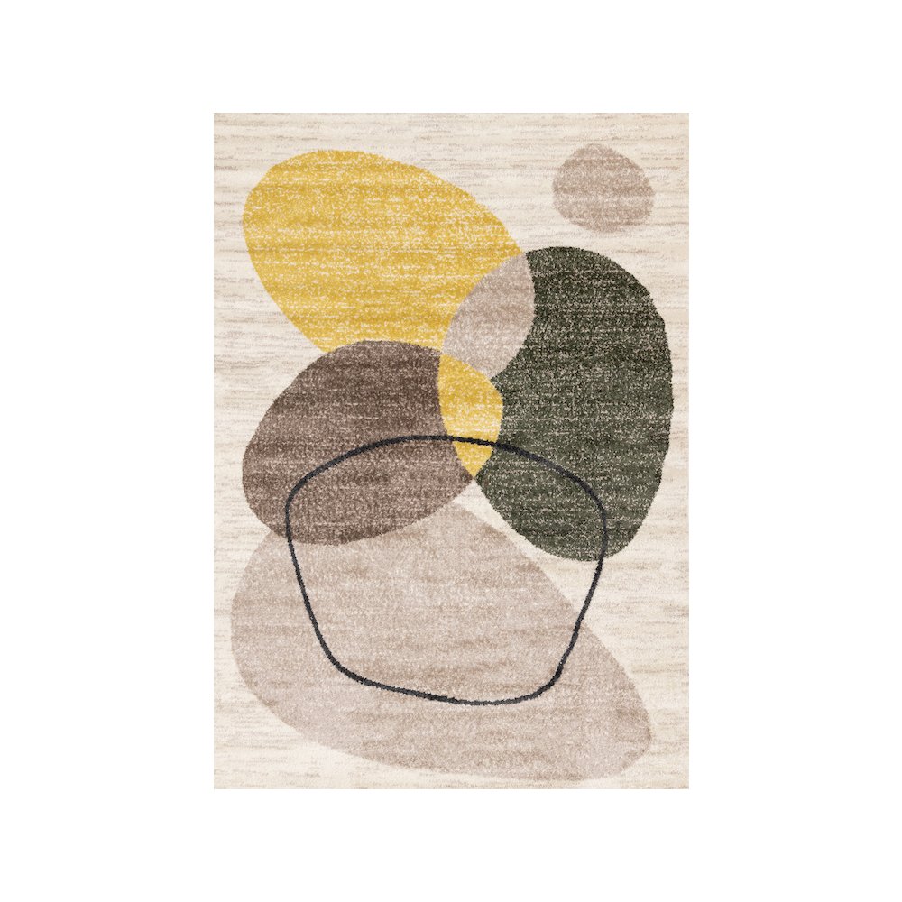 Maui Geometric Green Yellow Taupe Area Rug, 5'3" X 7'7". Picture 1