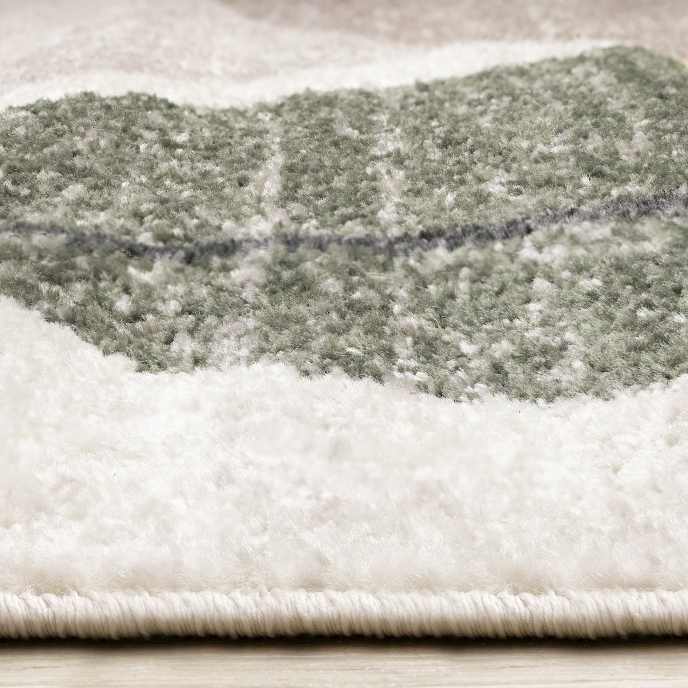 Maui Geometric Green Yellow Taupe Area Rug, 5'3" X 7'7". Picture 5