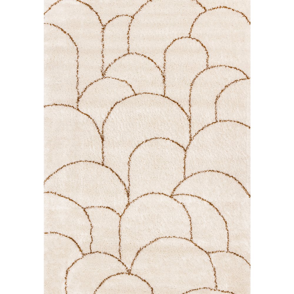 Madison Cream Brown Soft Arches Shag Rug, 5'3" x 7'7". Picture 1