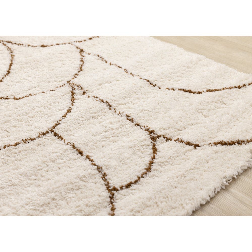 Madison Cream Brown Soft Arches Shag Rug, 5'3" x 7'7". Picture 4