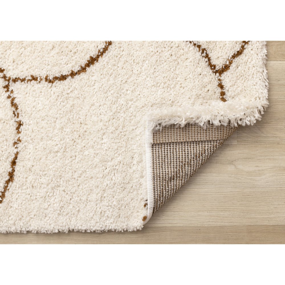 Madison Cream Brown Soft Arches Shag Rug, 5'3" x 7'7". Picture 7