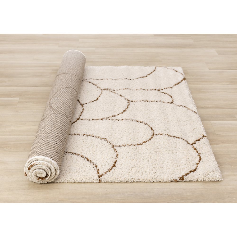 Madison Cream Brown Soft Arches Shag Rug, 5'3" x 7'7". Picture 8