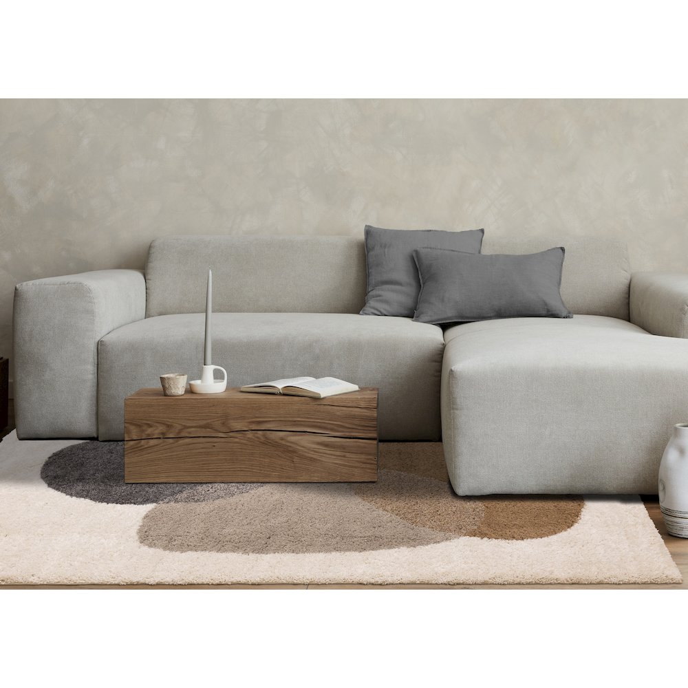 Madison Cream Brown Grey Soft Stones Shag Rug, 5'3" X 7'7". Picture 3