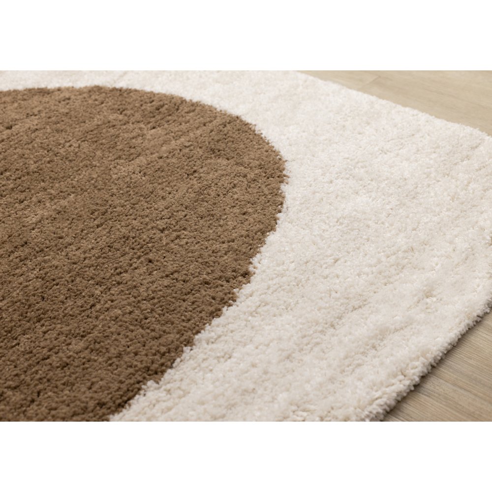 Madison Cream Brown Grey Soft Stones Shag Rug, 5'3" X 7'7". Picture 4