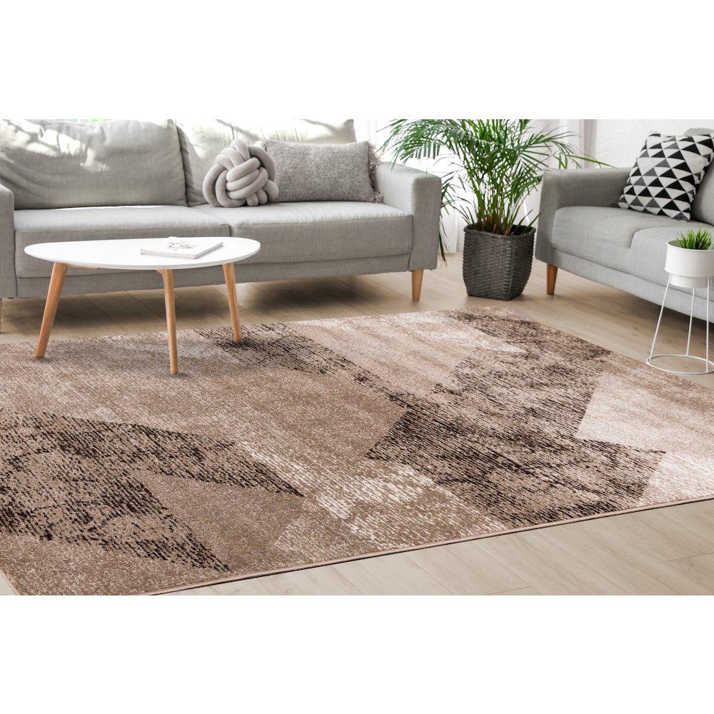 Distressed Carpet for Bedroom, Modern 5x7 Geometric Rug for Living Room. Picture 3
