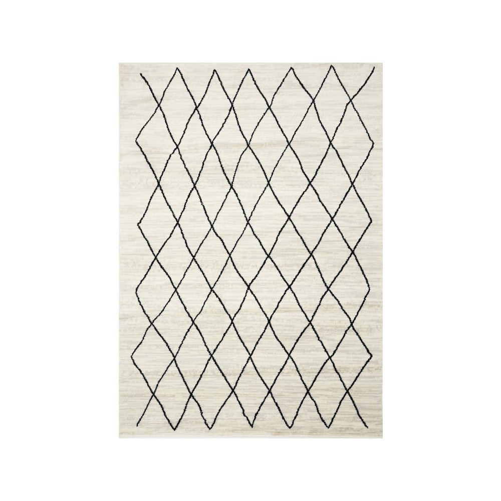 Meridian Neutral Trellis Indoor Area Rug, 5'3" x 7'7". Picture 1