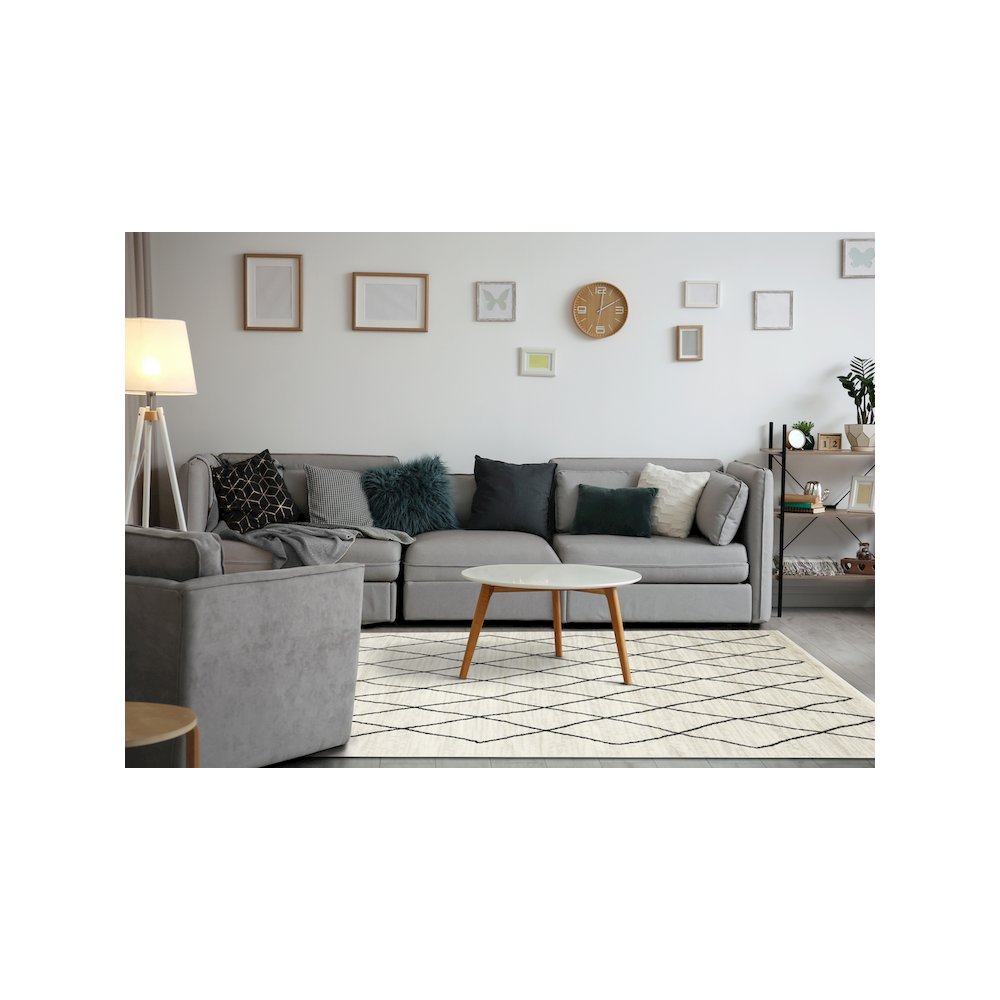 Meridian Neutral Trellis Indoor Area Rug, 5'3" x 7'7". Picture 3