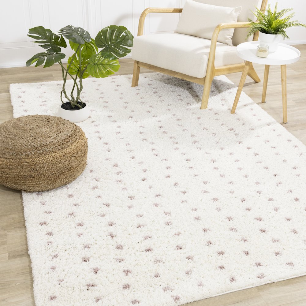 Palmer Soft Cream Pink Dots Rug. Picture 2