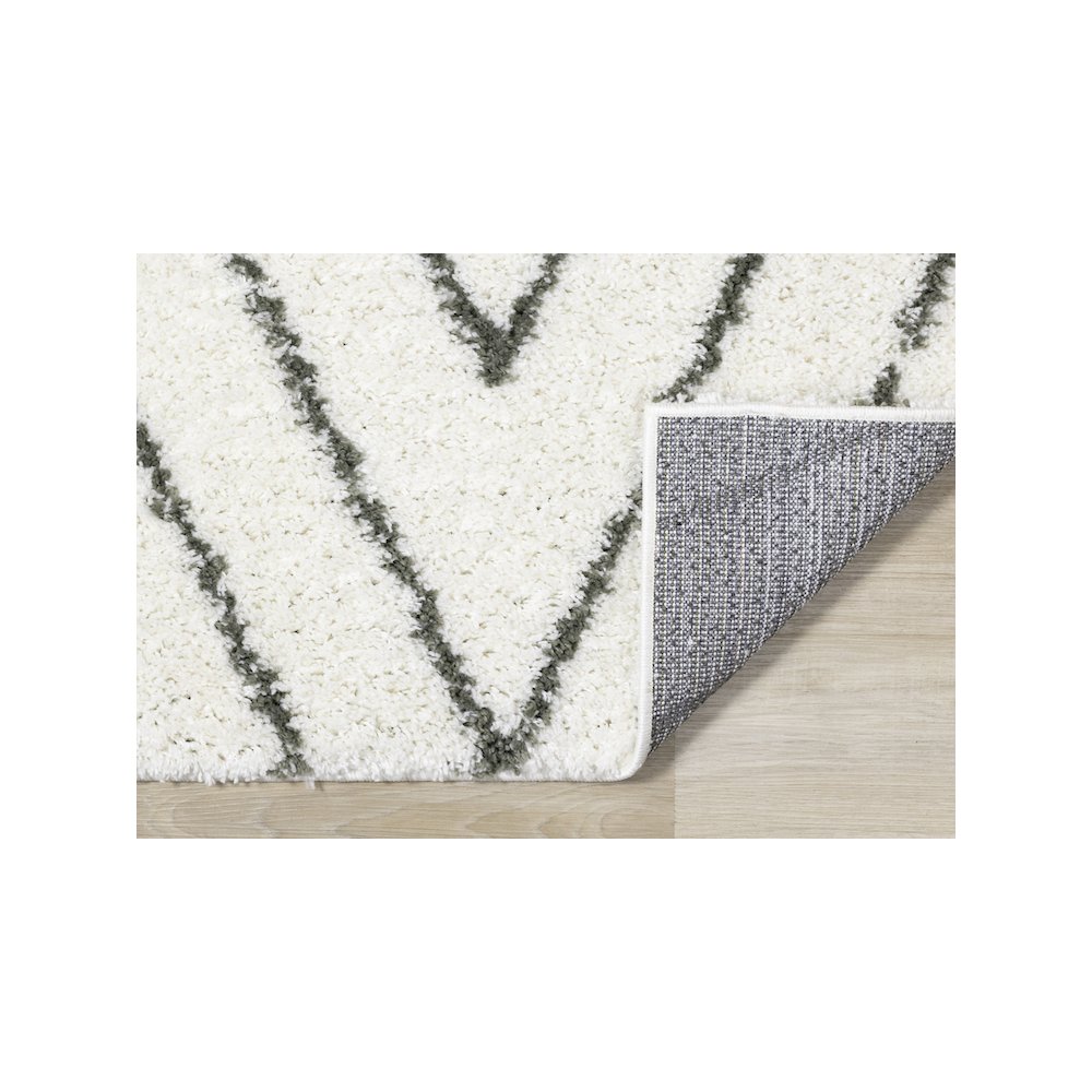 Palmer Geometric White Green Soft Shag Rug, 5'3" x 7'7". Picture 7