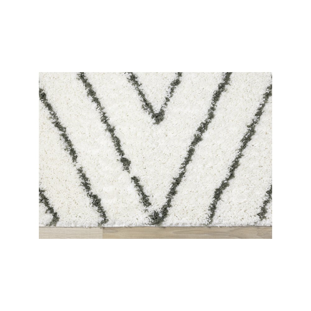 Palmer Geometric White Green Soft Shag Rug, 5'3" x 7'7". Picture 9