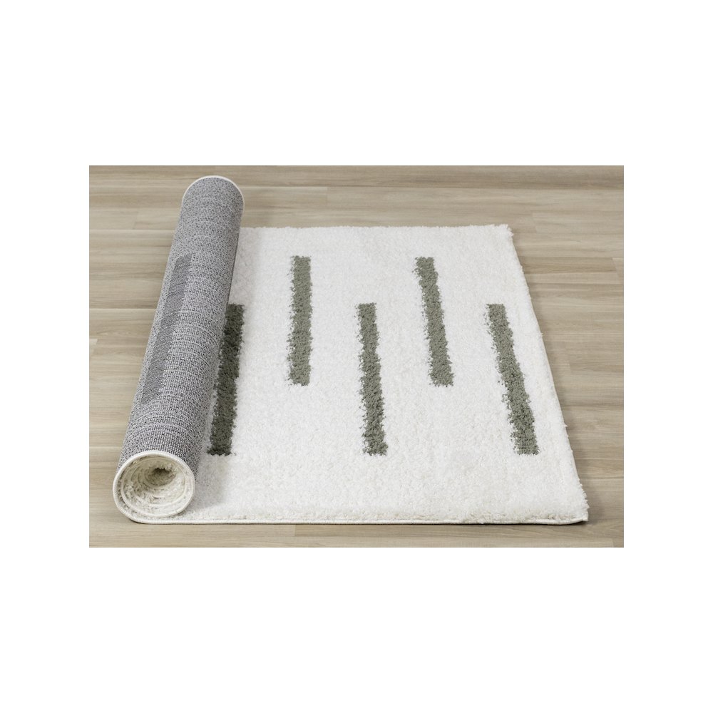 Palmer Green Cream Soft Modern Lines Area Rug, 5'3" x 7'7". Picture 8