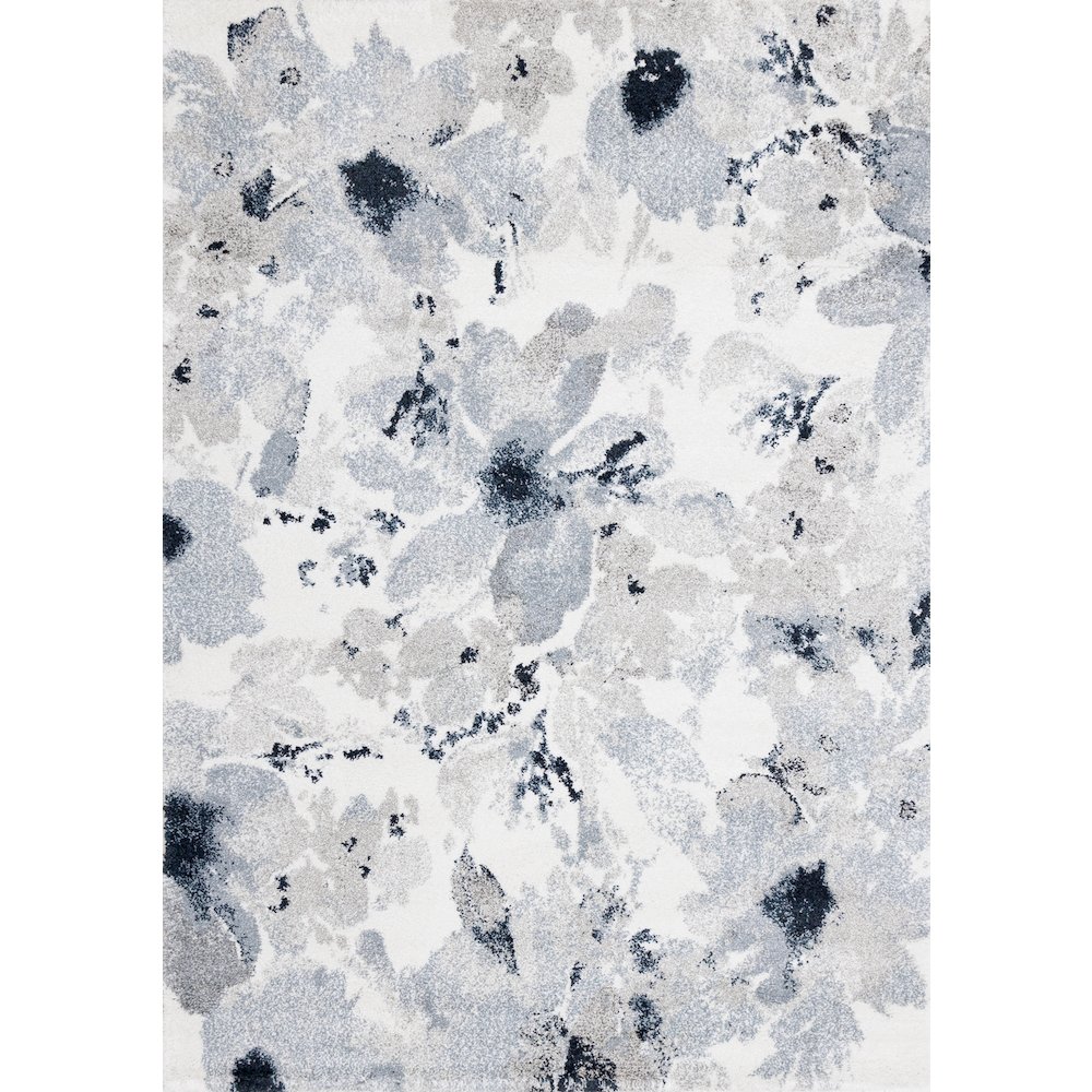 Sakura Grey White Blue Floral Rug, 5'3" x 7'7". Picture 1