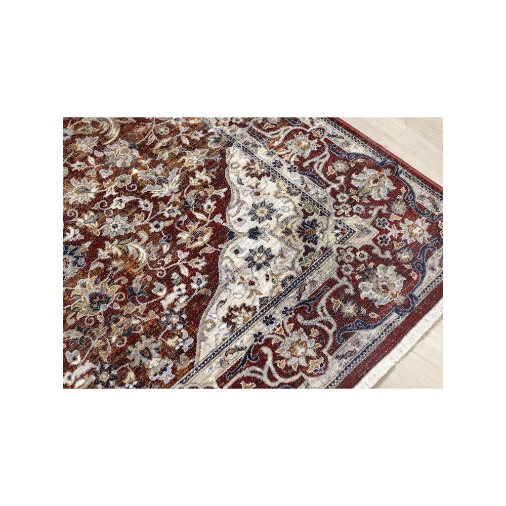 Sena Cream Red Traditional Medallion Rug, 5'3" x 7'7". Picture 4