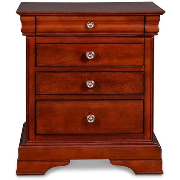 Versailles Solid Wood Engineered Wood Nightstand in Cherry. Picture 2