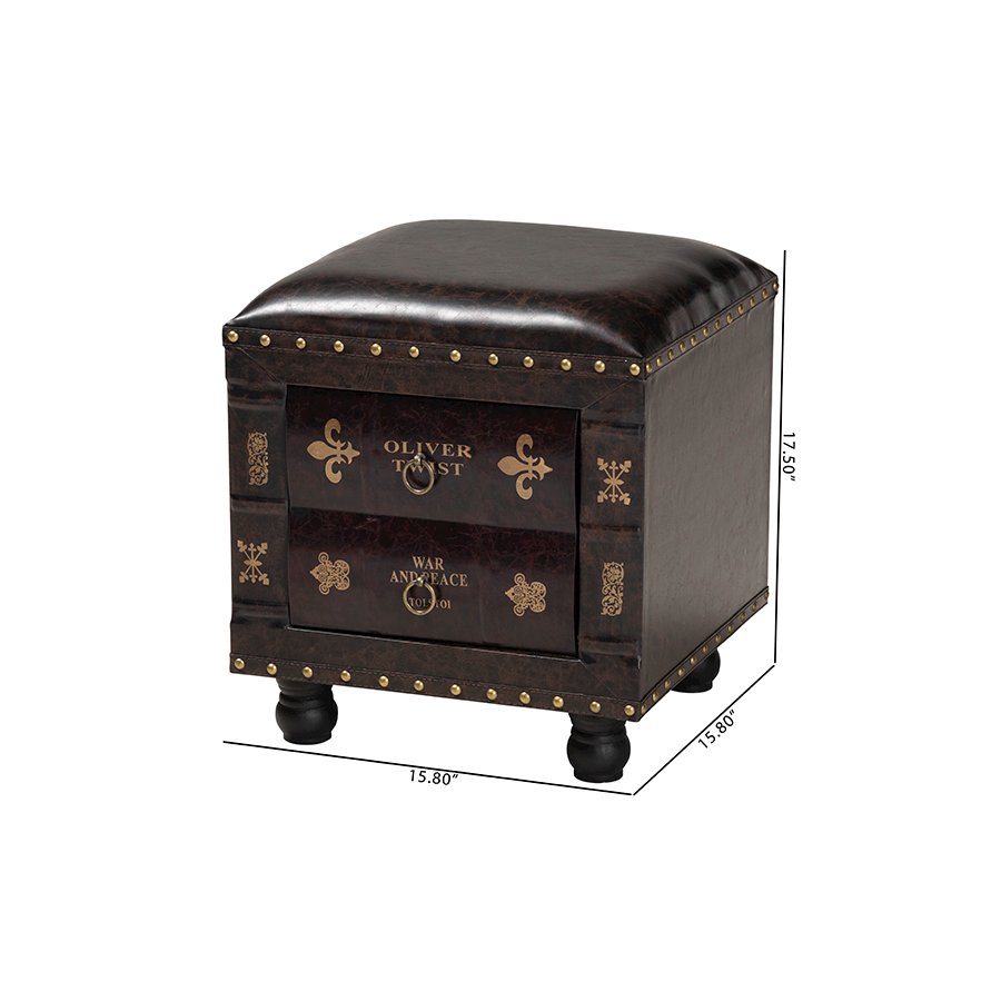 Leather Upholstered Wood Storage Ottoman. Picture 12