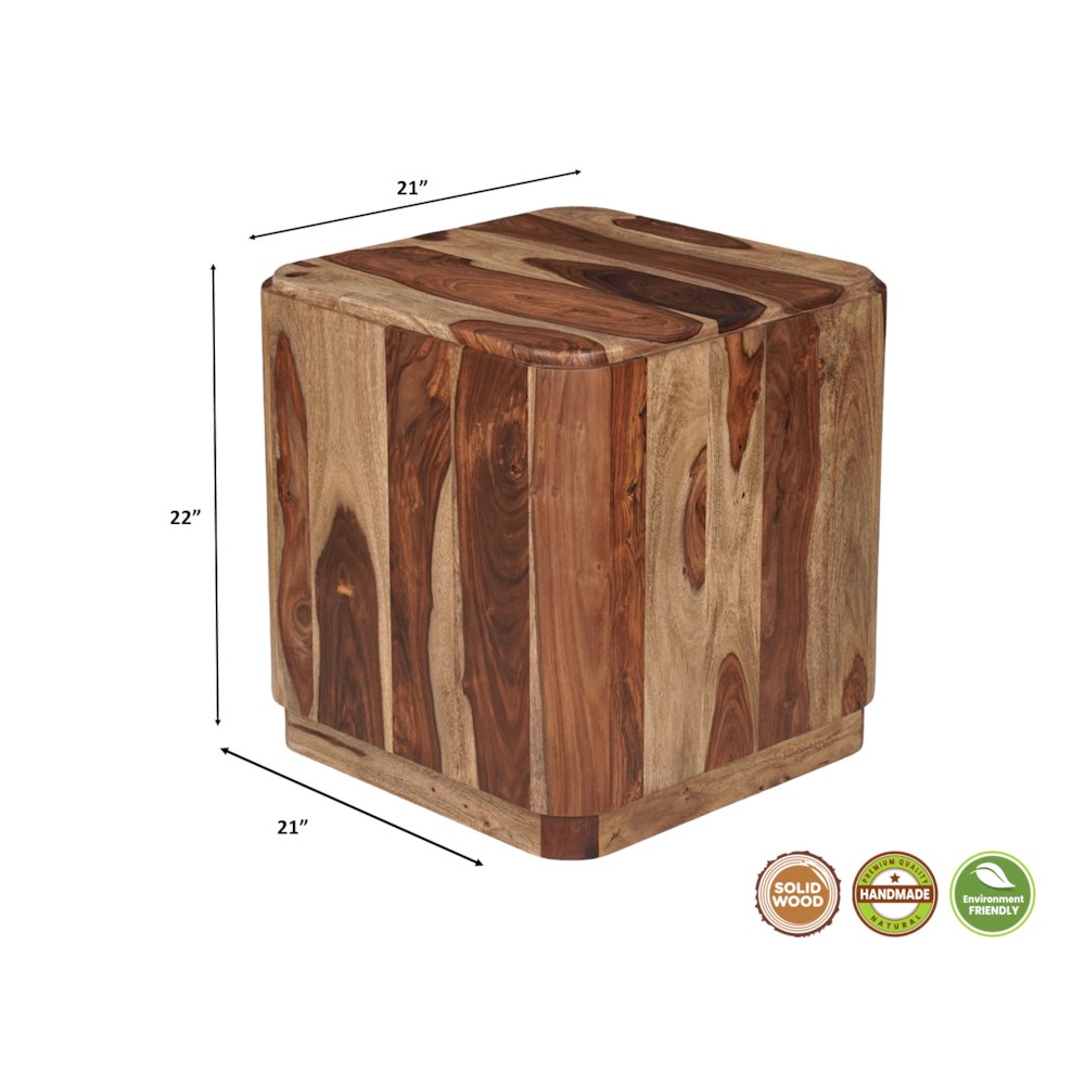 Marin Solid Wood Square End Table with Low-Profile Platform Base, Brown Finish. Picture 5