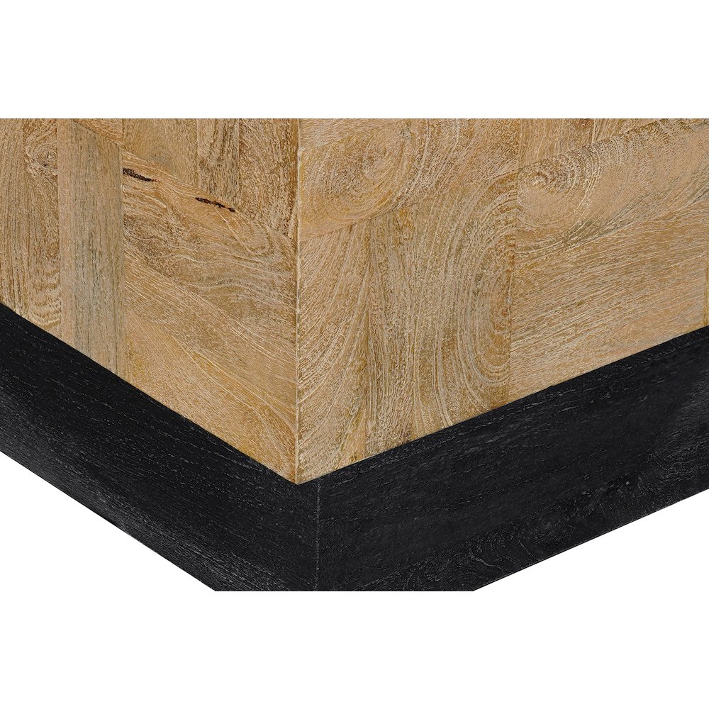 Reed Square Solid Mango Wood End Table with Brown Finish and Platform Base. Picture 7