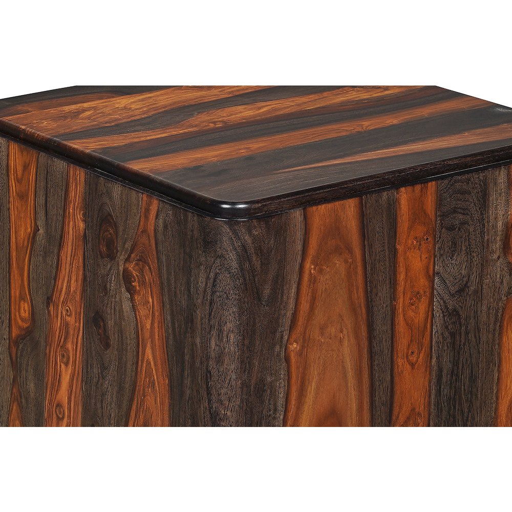 Marin Solid Wood Square End Table with Low-Profile Platform Base, Brown Finish. Picture 3