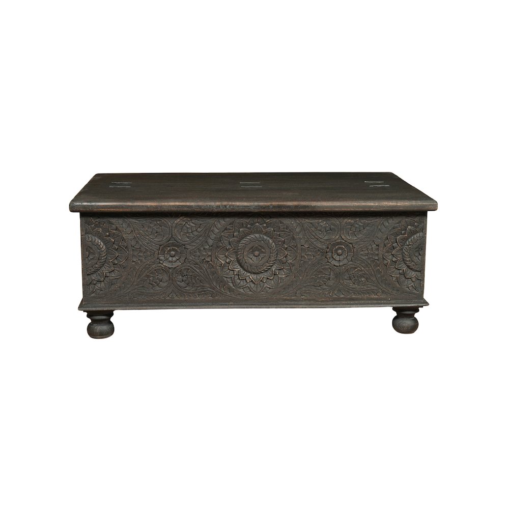 Lift-Top Coffee Table with Hidden Storage Decorative Floral Detail. Picture 3