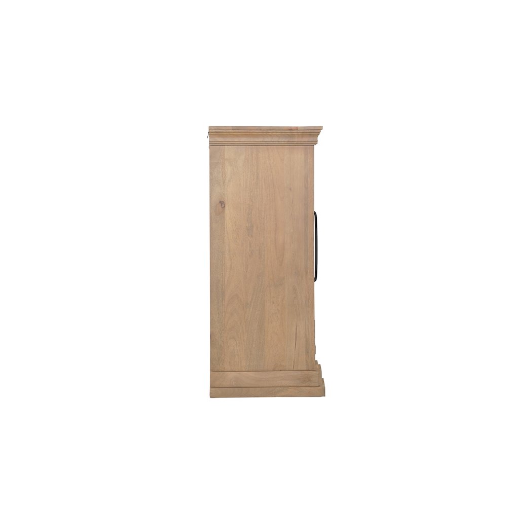 Solid Mango Wood Sideboard Cabinet with Arched Door Design Natural Brown Finish. Picture 7