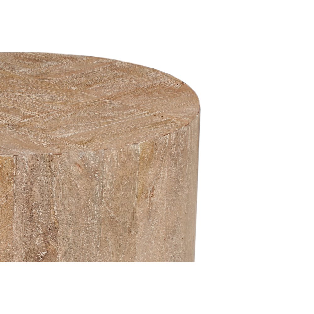 Reed Round Solid Wood Coffee Table with Natural Brown Finish. Picture 3