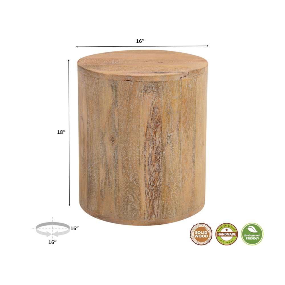 Reed Solid Wood Drum Coffee Table. Picture 7