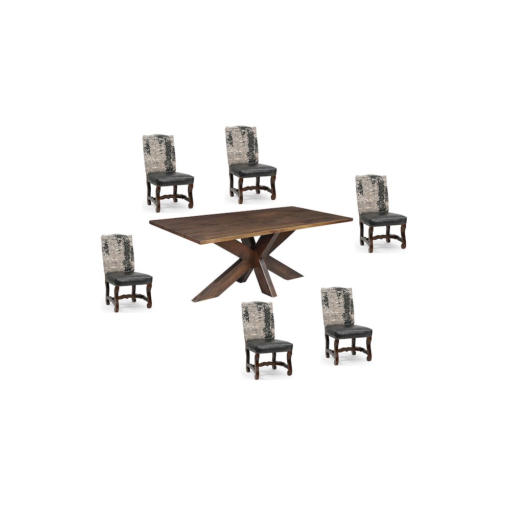 Renith 7-piece Live Edge Solid Wood Dining Set. Picture 1