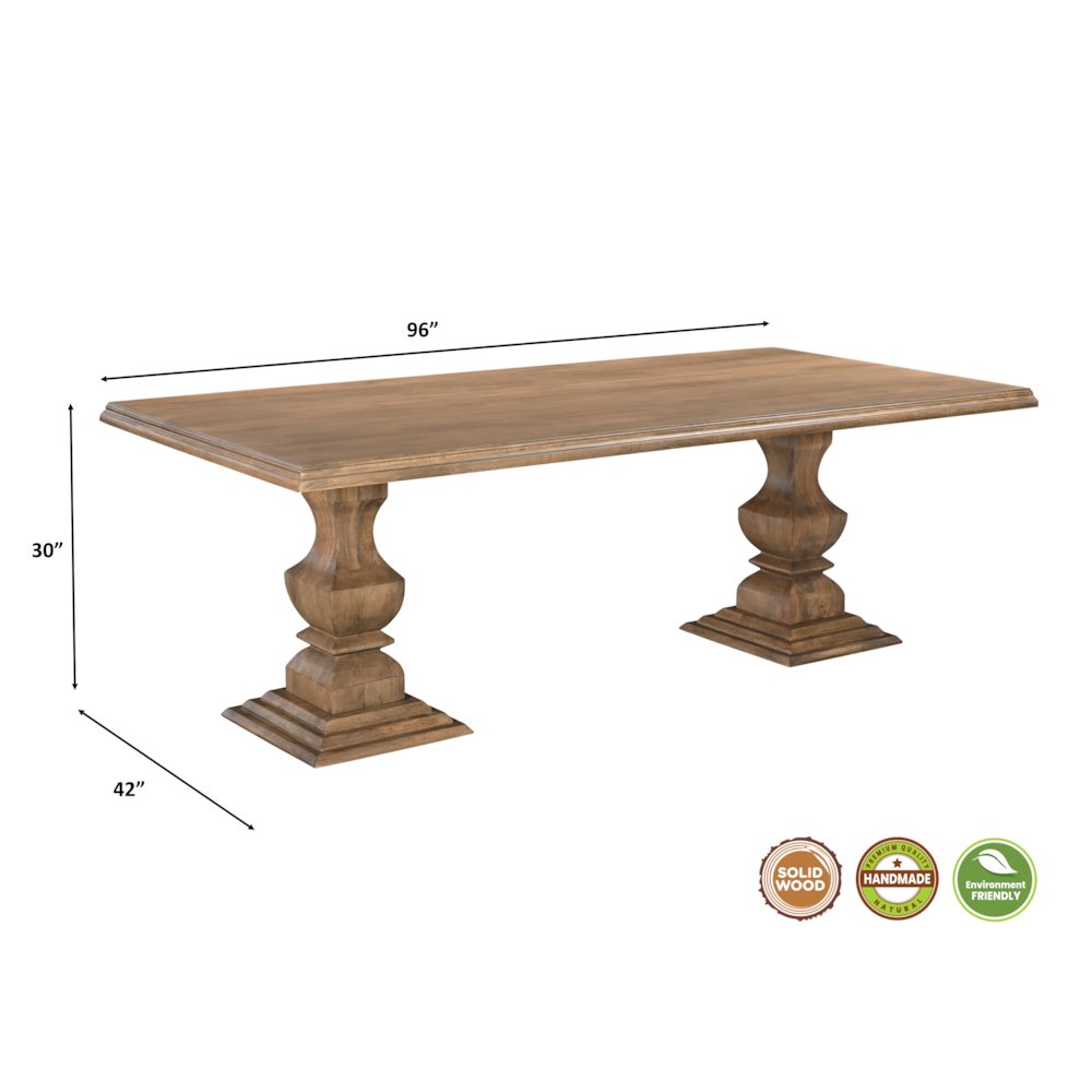 Adrien 9-Piece Solid Wood Dining Set with Table and 8 Chairs, Brown Finish. Picture 7